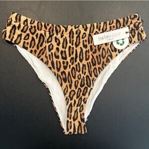 NWT Swiminista Leopard Print Bikini Bottoms – Size Large, High Waist